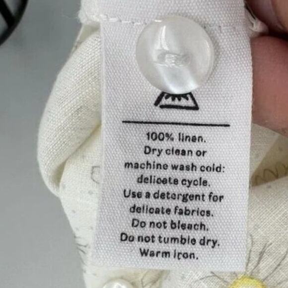 Sleeper Brigette Daisy Print 100% Linen Square Neck Midi Dress XL - Picture 8 of 10